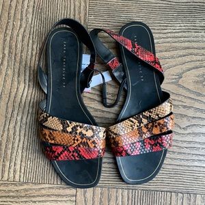 NWT Zara Faux Snake Slingback Sandal 6.5